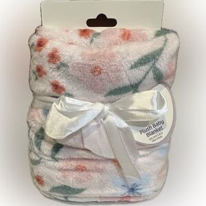 PARENTS CHOICE SOFT FLORAL PLUSH FLEECE PINK BABY BLANKET SHOWER SPRINKLE GIFT